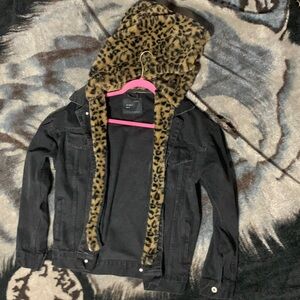 Leopard print Denim jacket